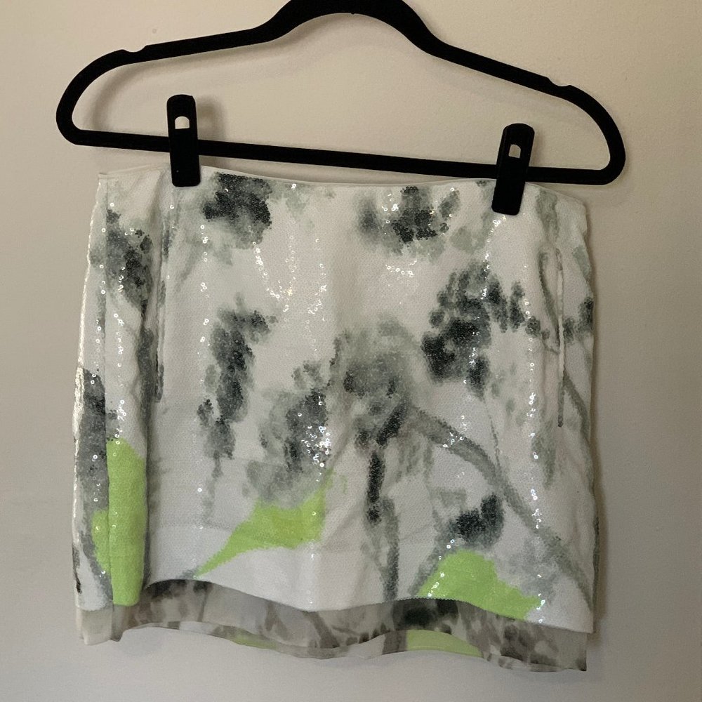 Diane Von Furstenberg Sequin Mini Skirt - White and Gray